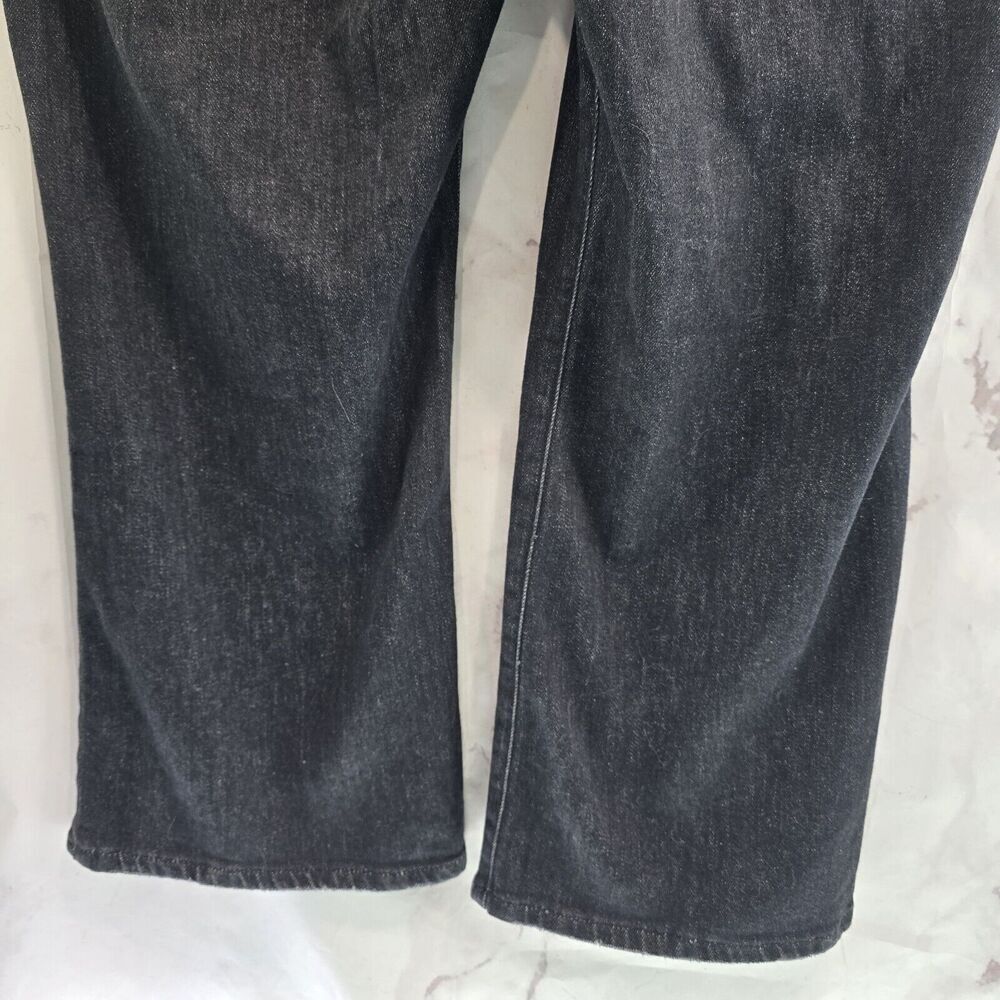 Good American Jeans Womens 20 Black Denim High Rise Crop Mini Boot Whiskering - Picture 8 of 11